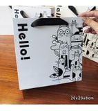  Combo 10 Túi giấy chất liệu dày dặn, quà tặng, đi shopping tiện lợi họa tiết mèo dễ thương , quai ruy băng Q1894 