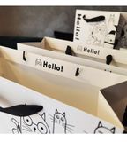  Combo 10 Túi giấy chất liệu dày dặn, quà tặng, đi shopping tiện lợi họa tiết mèo dễ thương , quai ruy băng Q1894 