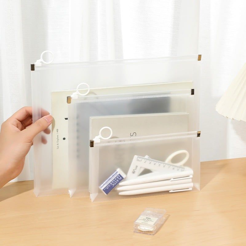  Túi lưới tiện ích trong suốt có khoá zip, đựng tài liệu, văn phòng phẩm, mỹ phẩm, du lịch; in hình dễ thương [PK478] 