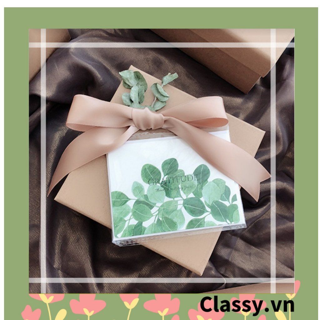  [GIAO HÀNG 7-25 NGÀY] Thiệp Cổ điển Vintage in hình lá cây, giấy art sang trọng kèm phong bì giấy trắng và nhãn dán sticker Q627 