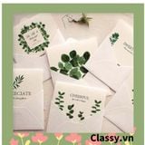  [GIAO HÀNG 7-25 NGÀY] Thiệp Cổ điển Vintage in hình lá cây, giấy art sang trọng kèm phong bì giấy trắng và nhãn dán sticker Q627 