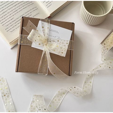  Ruy băng voan 1 mét họa tiết ánh kim Q498 