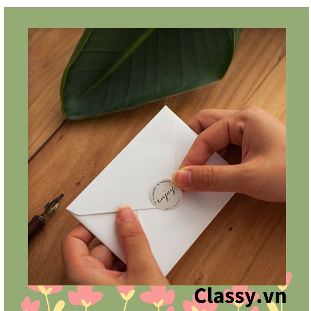  [GIAO HÀNG 7-25 NGÀY] Thiệp Cổ điển Vintage in hình lá cây, giấy art sang trọng kèm phong bì giấy trắng và nhãn dán sticker Q627 