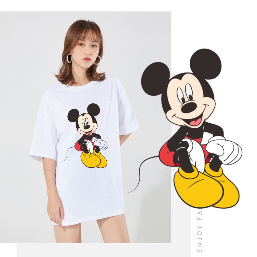 Áo thun tay lỡ form rộng Unisex (Freesize) In hình Mickey, Áo thun ...