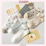  Classy Tất cổ ngắn, vớ cổ ngắn dệt kim nhiều họa tiết xinh xắn Hàn Quốc G1433 