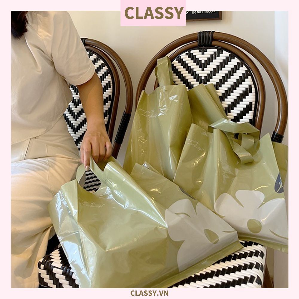  [GIAO HÀNG 7-25 NGÀY] Classy Túi quai xách nhựa hoa trà chất lượng, đi shopping, làm quà tặng T1482 