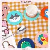  Classy Miếng lót đế ly, lót đế cốc họa tiết động vật ngẫu nhiên PK1515 