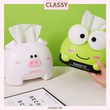  Classy Hộp nhựa đựng khăn giấy rút, họa tiết con vật đáng yêu PK1492 