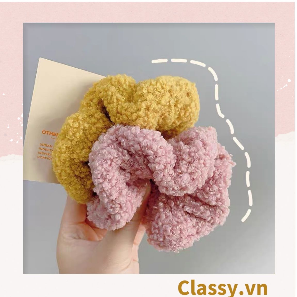  Dây cột tóc vải Scrunchies lông cừu PK219 