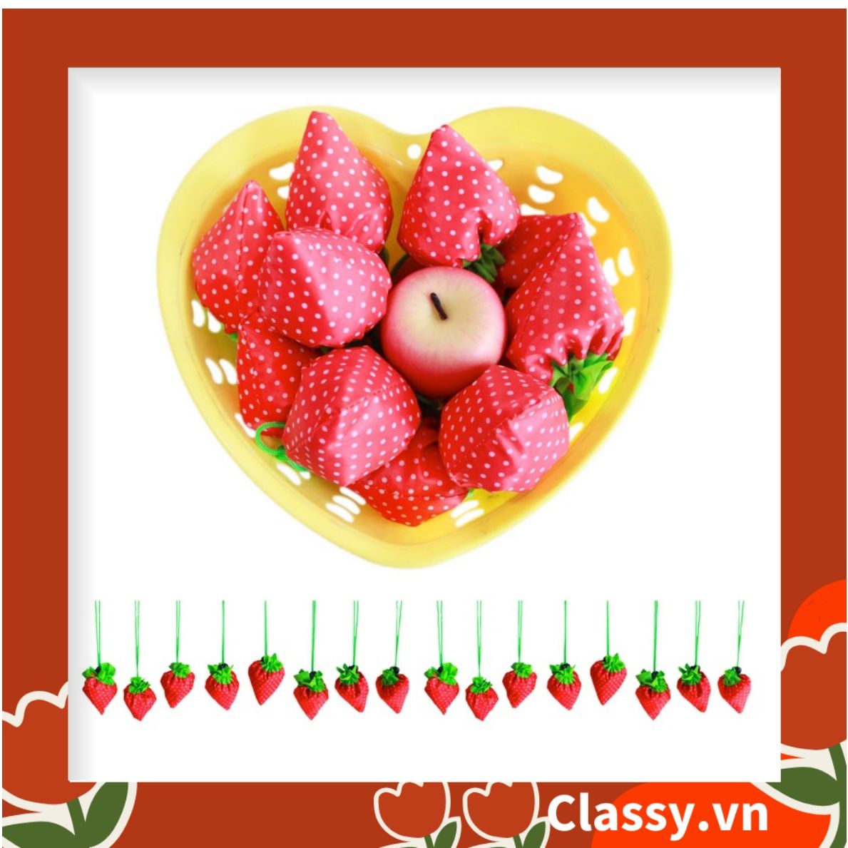  [GIAO HÀNG 7-25 NGÀY]  COMBO 20 chiếc Túi dù gấp gọn hình quả dâu xinh xắn, đi chợ, đi du lịch - Sản phẩm thân thiện với môi trường [T290] 