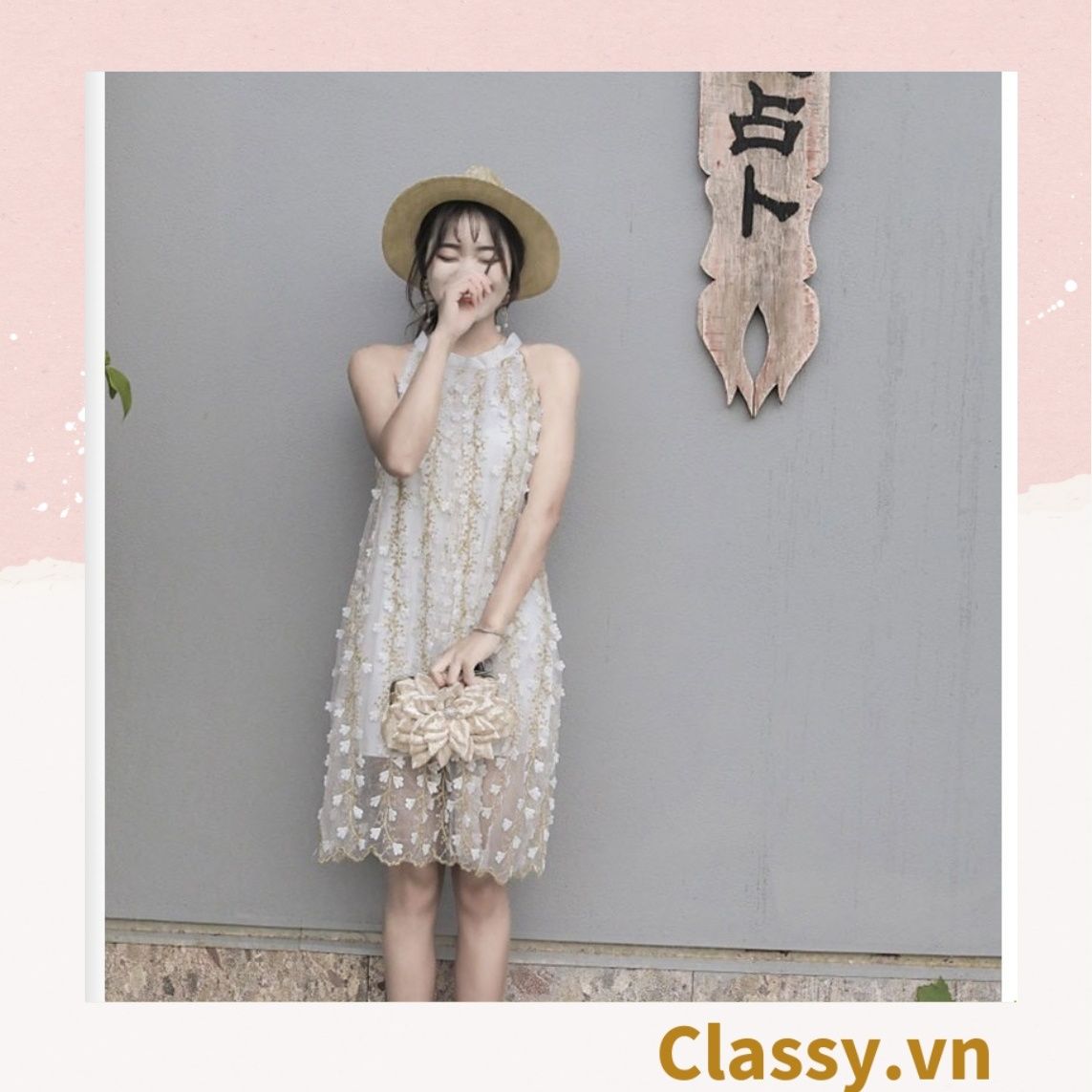  [GIAO HÀNG 7-25 NGÀY]  Cốp dự tiệc, Clutch cầm tay, Túi xách nữ đi tiệc Vintage Cánh hoa Lụa satin Hồng be tinh tế phù hợp dự tiệc, mặc áo dài, hẹn hò tối T199 