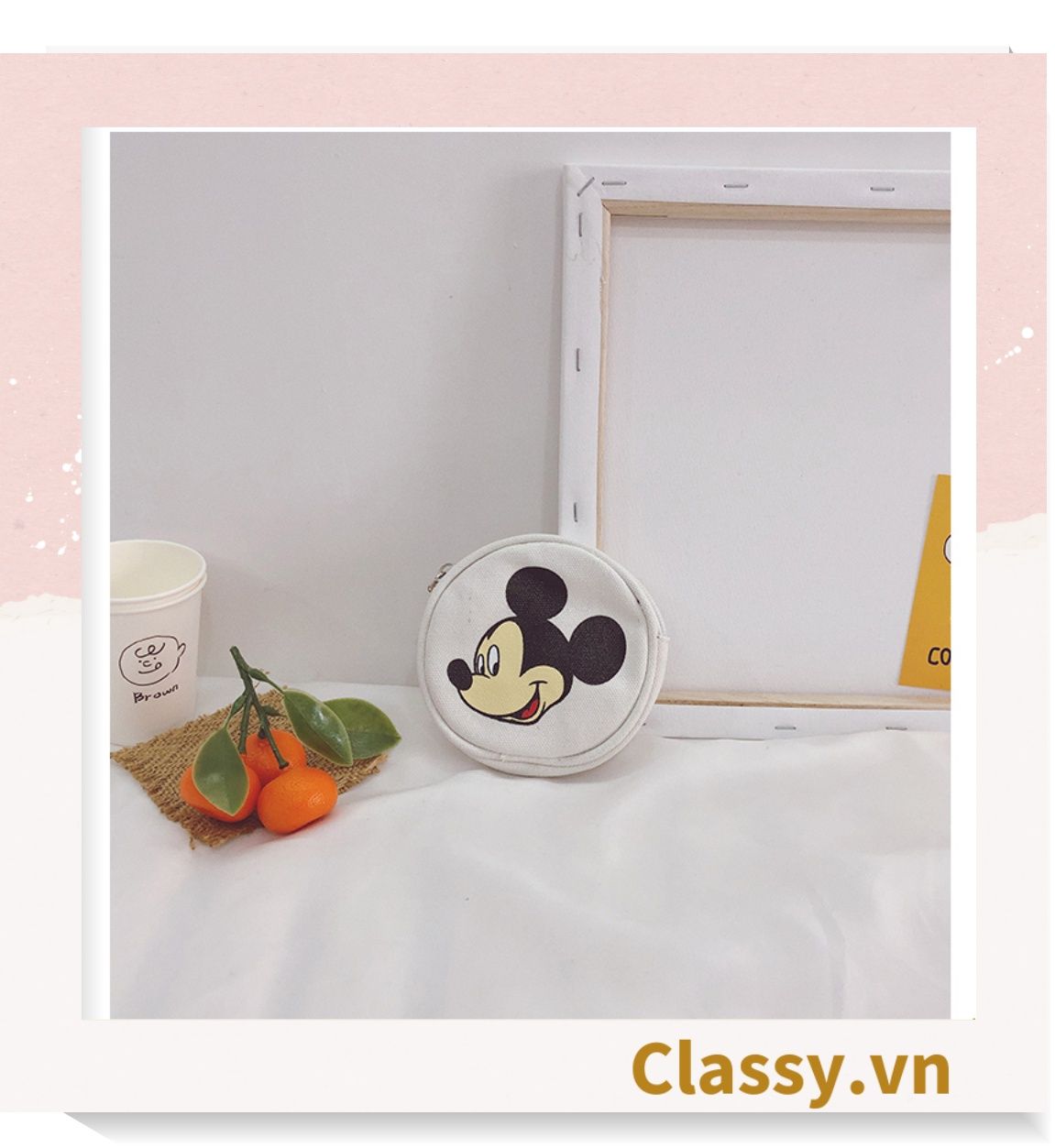  Túi đeo chéo Mickey Vải Canvas Loại cao cấp ❤️đeo hông mini siêu dễ thương cho mẹ và bé 