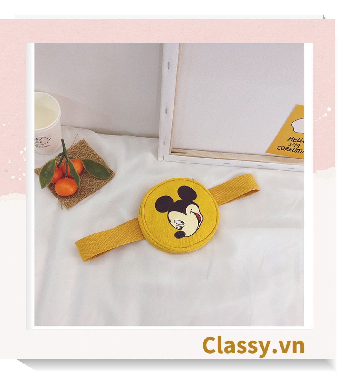  Túi đeo chéo Mickey Vải Canvas Loại cao cấp ❤️đeo hông mini siêu dễ thương cho mẹ và bé 