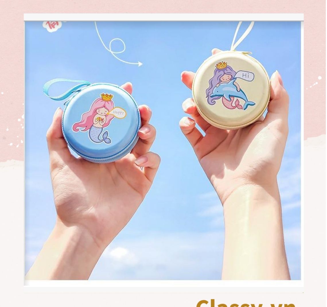  [GIAO HÀNG 7-25 NGÀY]  Túi hộp bằng thiếc Đựng Cáp Sạc Tai Nghe Hình Tròn họa tiết Hoạt HÌnh Siêu Tiện Dụng Kích thước: 7cm x 3cm T260 