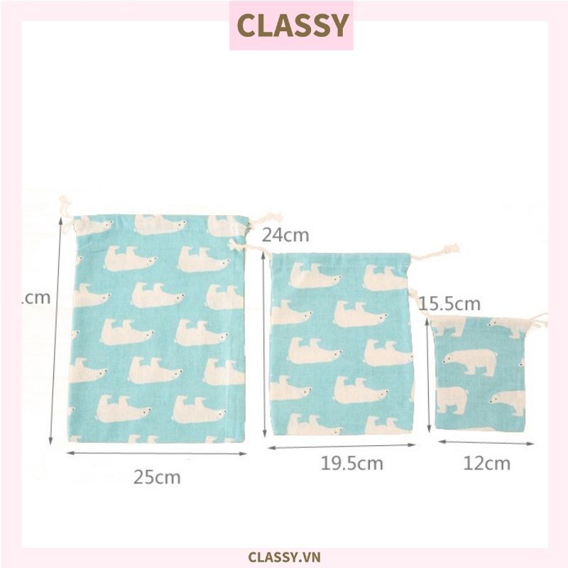  Túi cotton lanh dây rút mini đựng đồ đi du lịch xinh xắn tiện dụng PK646 