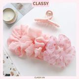  [GIAO HÀNG 7-25 NGÀY] Scrunchies buộc tóc tông màu hồng ngọt ngào, nữ tính thanh lịch PK1338 