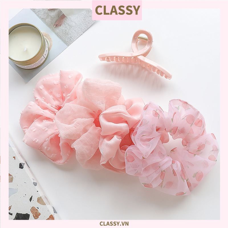  [GIAO HÀNG 7-25 NGÀY] Scrunchies buộc tóc tông màu hồng ngọt ngào, nữ tính thanh lịch PK1338 