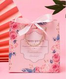 Classy Túi giấy quai xách họa tiết hoa hồng đính kèm ruy băng nơ Q1546 