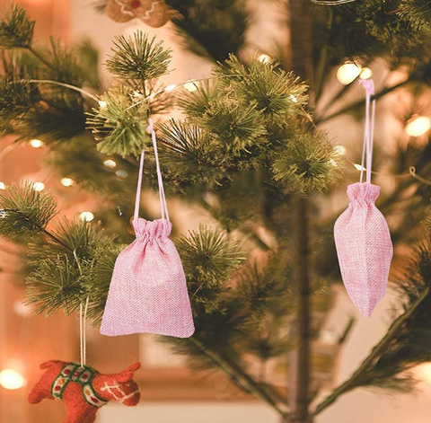  úi dây rút bằng vải lanh kích thước 10x14CM mặt trước in trái tim T1355 