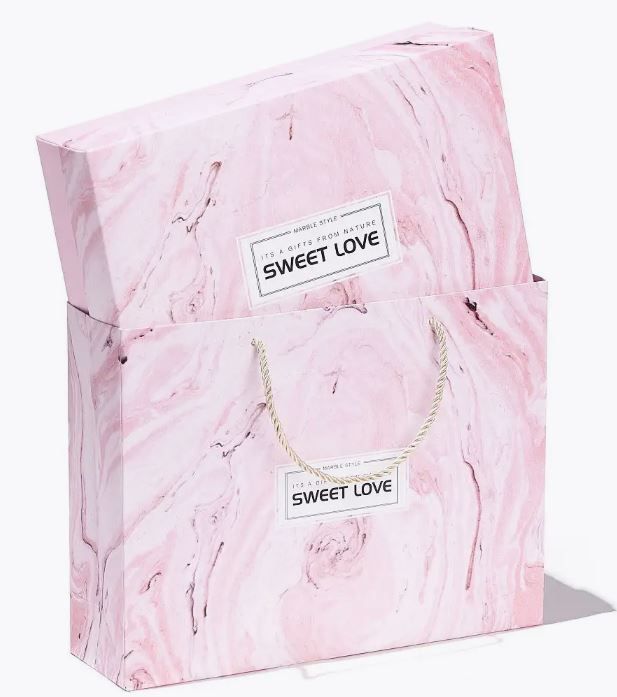  XÉ LẺ Túi giấy hoặc Hộp quà Làm quà tặng 30,5x22x8,5cm hoạ tiết cẩm thạch in chữ SWEET LOVE Q757 