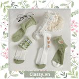  Tất cổ cao, vớ cổ cao tai bèo chất liệu cotton nhiều họa tiết G1390 - G1391 - G1392 - G1393 