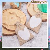  úi dây rút bằng vải lanh kích thước 10x14CM mặt trước in trái tim T1355 