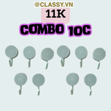  Combo 10 Móc Dán Tường Móc Nhựa nhỏ trơn đơn giản Bắc Âu Dính Tường Treo Đồ Dùng Tiện Lợi  Đa Năng PK1105 
