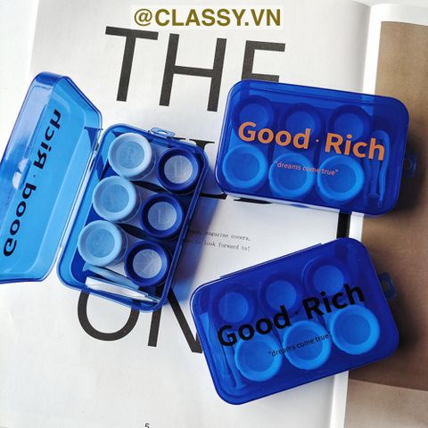  Hộp đựng kính áp tròng màu xanh dương, 1 khay đựng lens, có gương soi PK1300 