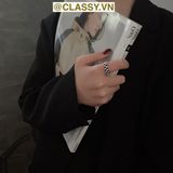  Nhẫn hở họa tiết bàn cờ phối xanh và đen độc đáo PK1395 