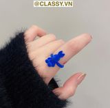  Nhẫn hở bọc vải nhung họa tiết gấu và thỏ độc đáo PK1396 