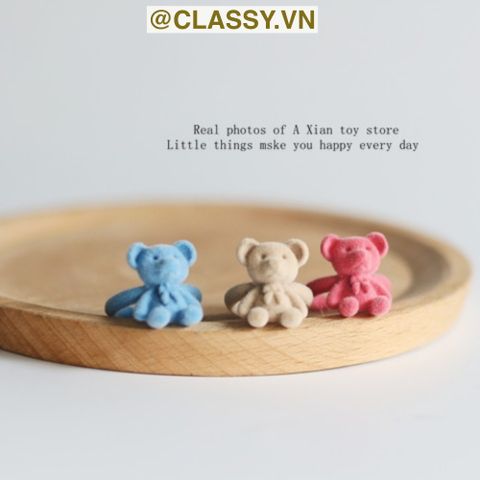  Nhẫn hở bọc vải nhung họa tiết gấu và thỏ độc đáo PK1396 