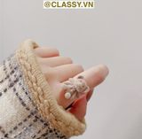  Nhẫn hở bọc vải nhung họa tiết gấu và thỏ độc đáo PK1396 