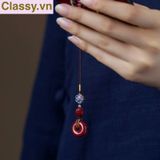  ORDER 7 -25 ngày - Móc khóa phong thủy dài 21 cm hạt chu sa đỏ mang ý nghĩa may mắn gắn chìa khóa, điện thoại, sổ tay PK1420 (ORDER 7-10 NGÀY) 