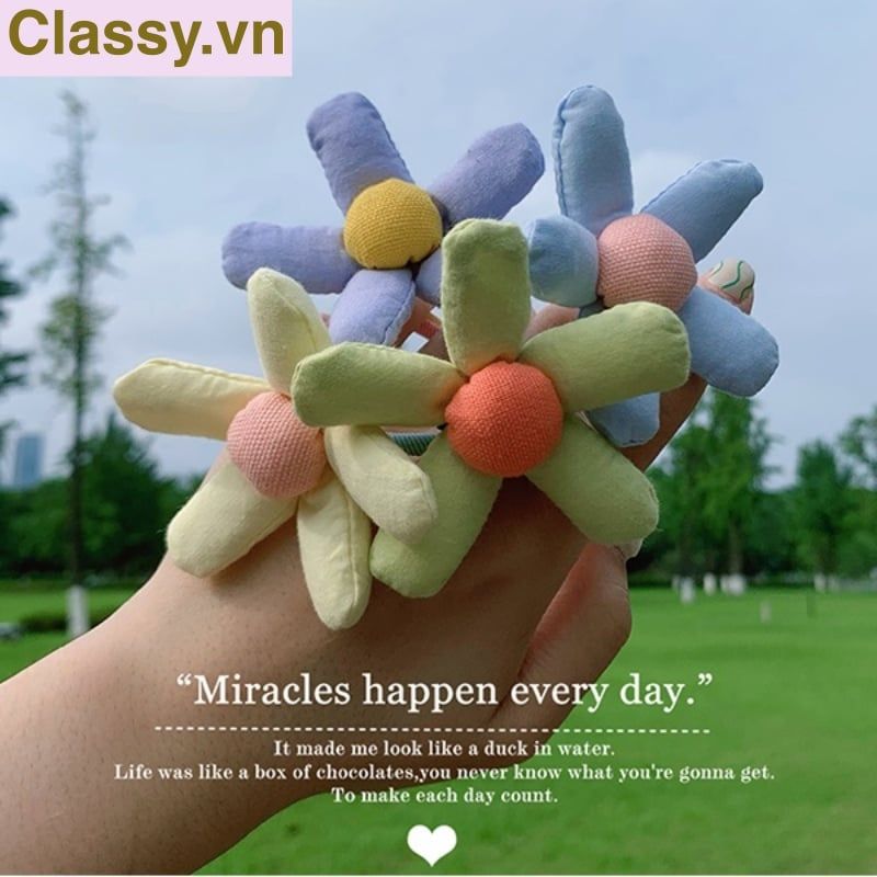  [GIAO HÀNG 7-9803 NGÀY]  Classy Dây cột tóc hình bông hoa năm cánh bằng vải nhiều màu, phụ kiện tóc PK1577 