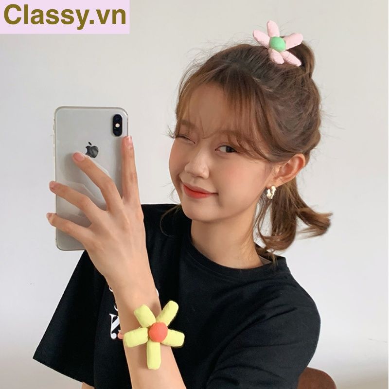  [GIAO HÀNG 7-9803 NGÀY]  Classy Dây cột tóc hình bông hoa năm cánh bằng vải nhiều màu, phụ kiện tóc PK1577 