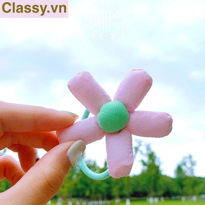  [GIAO HÀNG 7-9803 NGÀY]  Classy Dây cột tóc hình bông hoa năm cánh bằng vải nhiều màu, phụ kiện tóc PK1577 