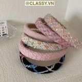 [GIAO HÀNG 7-25 NGÀY]  Classy Băng đô cài tóc vải tweed, sang trọng, nhiều màu hàn quốc PK1624 