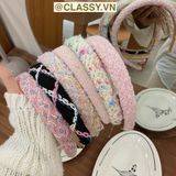  [GIAO HÀNG 7-25 NGÀY]  Classy Băng đô cài tóc vải tweed, sang trọng, nhiều màu hàn quốc PK1624 