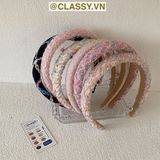  [GIAO HÀNG 7-25 NGÀY]  Classy Băng đô cài tóc vải tweed, sang trọng, nhiều màu hàn quốc PK1624 