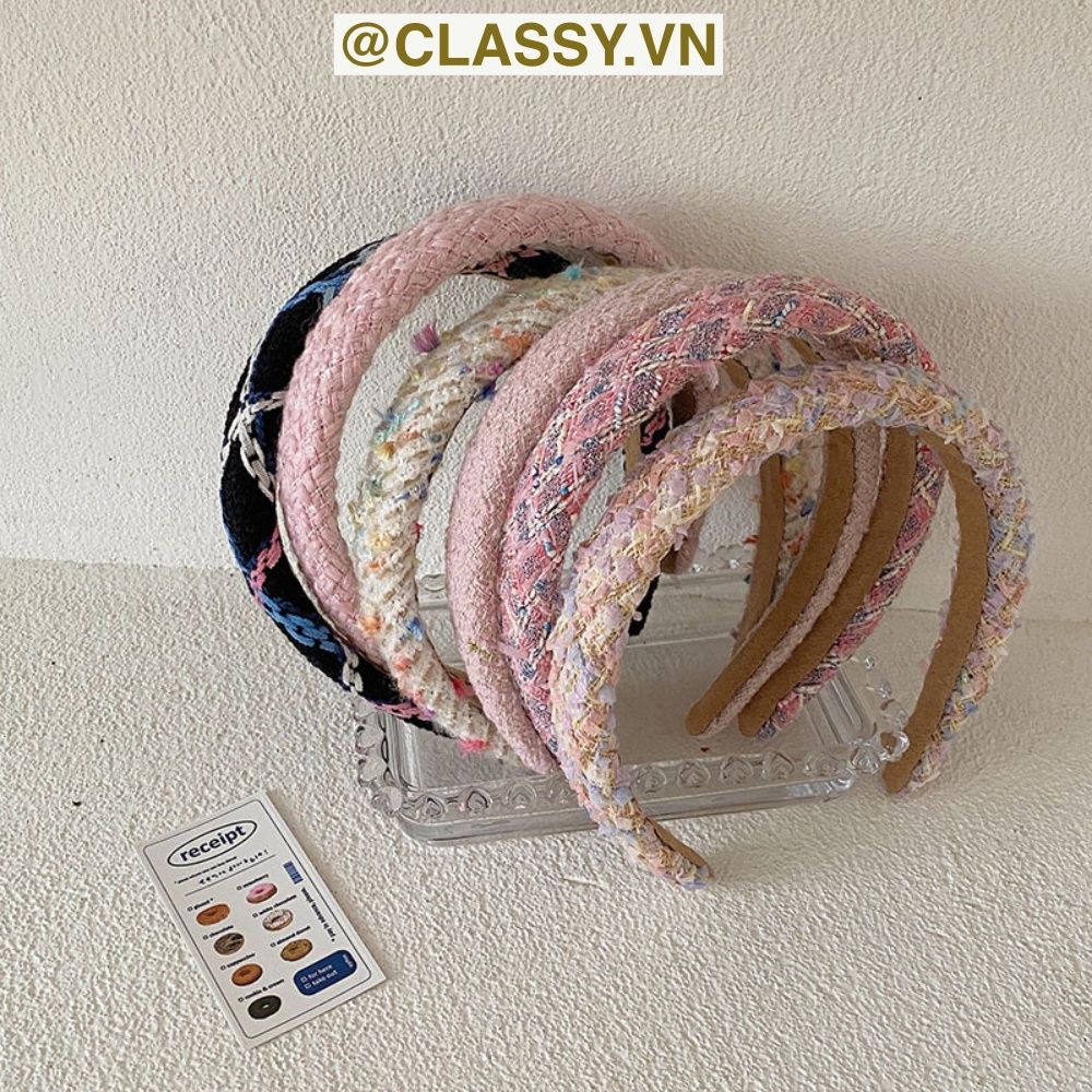 [GIAO HÀNG 7-25 NGÀY]  Classy Băng đô cài tóc vải tweed, sang trọng, nhiều màu hàn quốc PK1624 