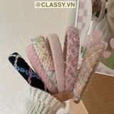  [GIAO HÀNG 7-25 NGÀY]  Classy Băng đô cài tóc vải tweed, sang trọng, nhiều màu hàn quốc PK1624 