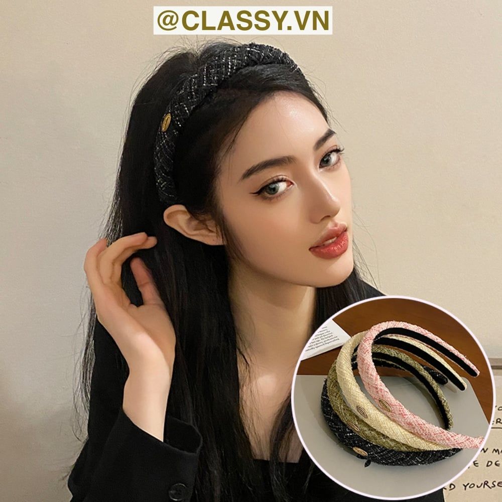  [GIAO HÀNG 7-25 NGÀY]  Classy Băng đô cài tóc vải tweed, sang trọng, nhiều màu hàn quốc PK1624 