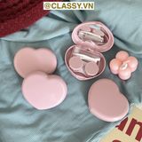  Classy Hộp đựng kính áp tròng Kèm Gương Và Nhíp tông màu  pastel nhẹ nhàng, hình trái tim đơn sắc PK1688 