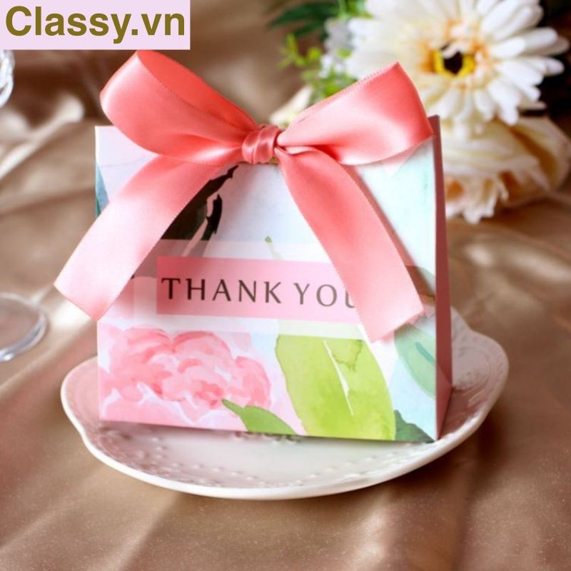  Túi giấy Thank You đính hoa sang trọng, dùng làm quà tặng sinh nhật, valetine, kỷ niệm Q1347 