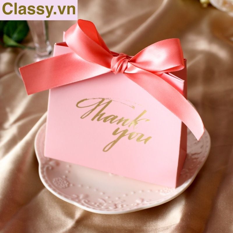  Túi giấy Thank You đính hoa sang trọng, dùng làm quà tặng sinh nhật, valetine, kỷ niệm Q1347 