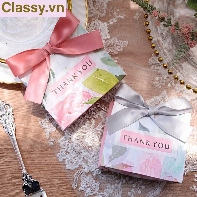  Túi giấy Thank You đính hoa sang trọng, dùng làm quà tặng sinh nhật, valetine, kỷ niệm Q1347 