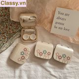  Hộp đựng kính áp tròng vintage Kèm Gương Và Nhíp họa tiết hoa nhẹ nhàng, thanh lịch PK1770 