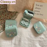  Hộp đựng kính áp tròng vintage Kèm Gương Và Nhíp họa tiết hoa nhẹ nhàng, thanh lịch PK1770 