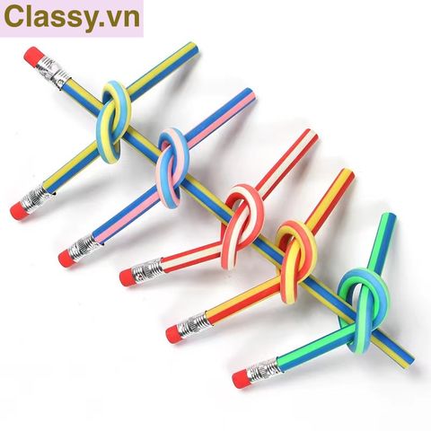  Gói 5 chiếc Bút chì mềm 30cm PVC sọc màu bút chì HB dẻo có thể gấp tròn lại được sáng tạo PK1820 
