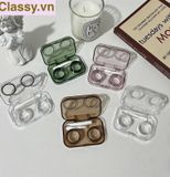  Hộp đựng kính áp tròng đơn sắc tối giản màu be dành cho các bạn nữ yêu thích style minimalism PK1821 